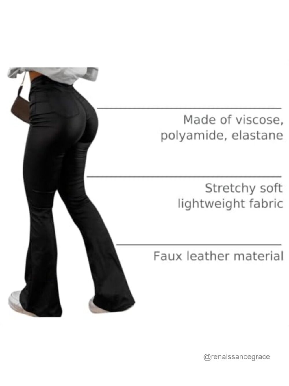 Faux Leather High Waist Flare Leggings Butt Lifting Bell Bottom Pants